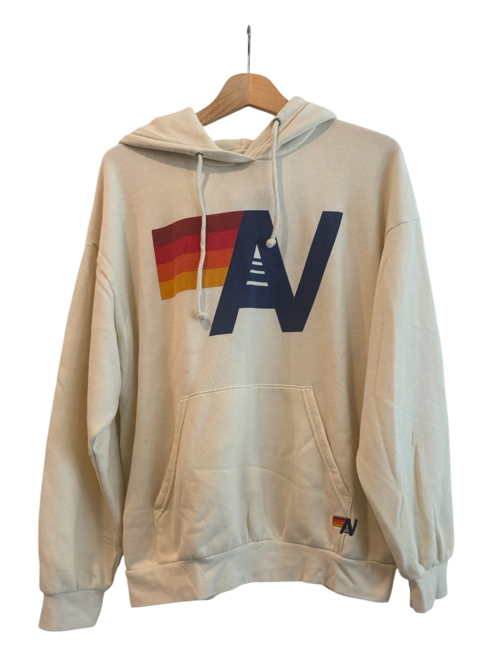 Aviator Nation Unisex Vintage White Logo Pullover Relaxed Hoodie Medium BNWT